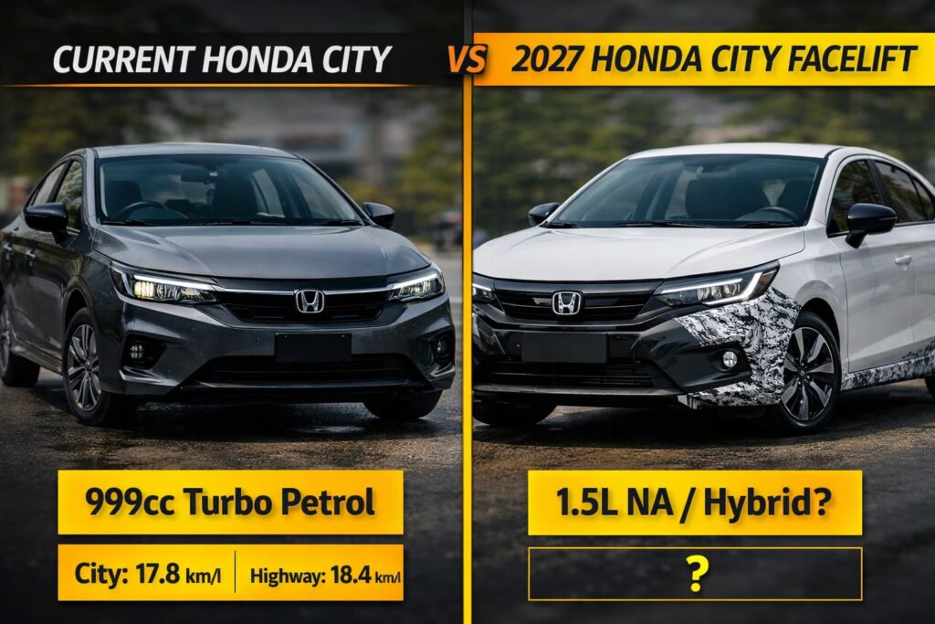 π 2027 Honda City Facelift Spotted! 5 Big Changes That Could Shock Sedan Buyers π 2027 Honda City facelift vs current Honda City specs comparison engine features design