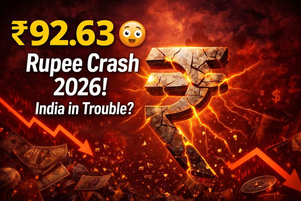 Rupee Crash 2026 Indian rupee falls to ₹92.63 against US dollar amid economic crisis