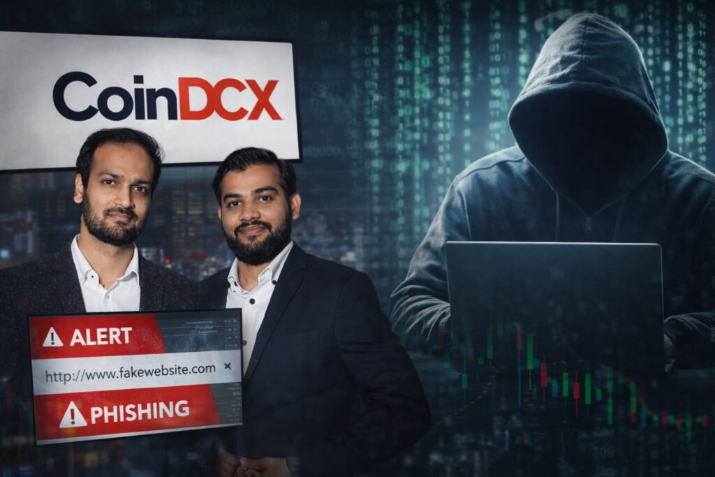 CoinDCX fraud case showing phishing scam via fake website impersonation targeting crypto users