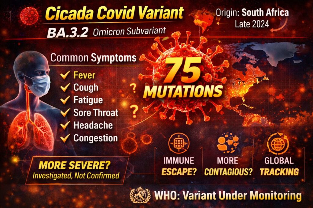 Cicada Covid Variant SHOCK: 75 Mutations Found in 23 Countries – Should You Be Worried? 😱 Cicada Covid variant BA.3.2 symptoms 75 mutations global spread