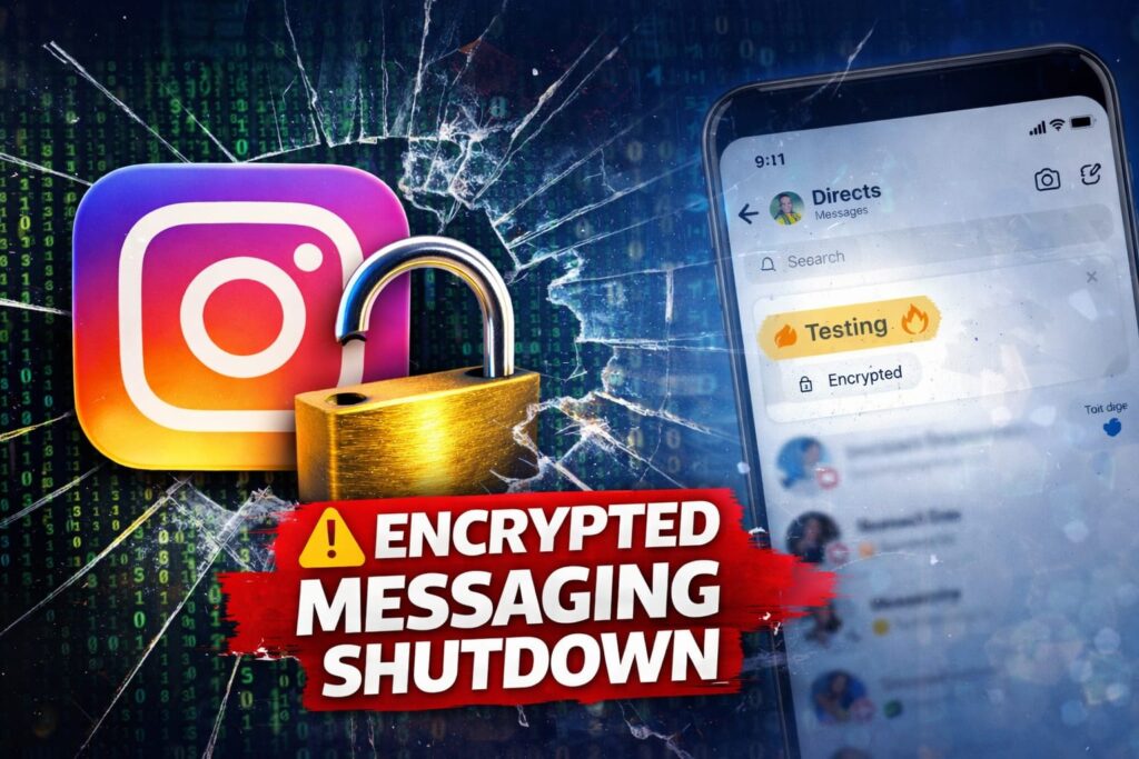 Instagram End to End Encrypted Messaging Shutdown: 5 Shocking Updates Meta Revealed instagram end to end encrypted messaging shutdown illustration showing Instagram encrypted chat feature ending