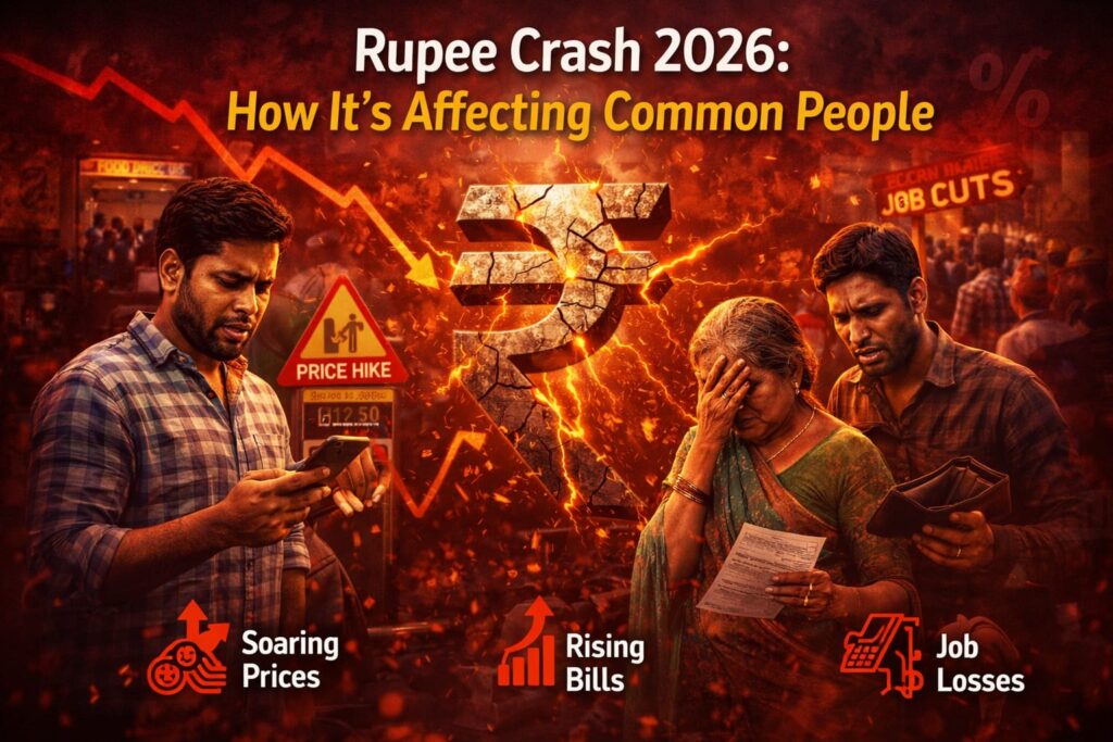 Rupee Crash 2026 impact on common people rising prices bills and job losses in India
