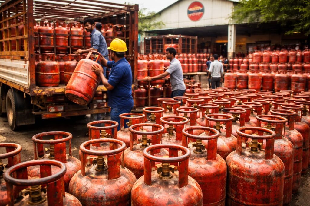 Oil marketing companies manage LPG cylinder distribution as supply disruptions affect restaurants and businesses.
