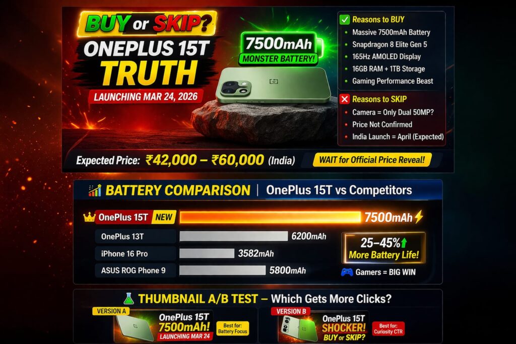 OnePlus 15T battery comparison 7500mAh vs iPhone Samsung ASUS
