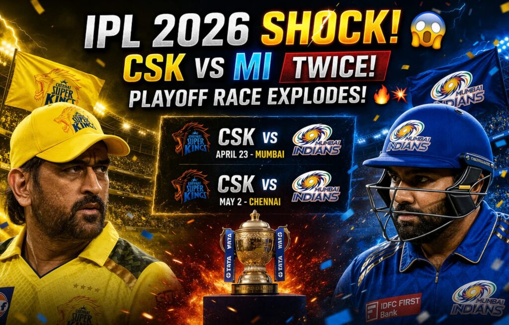 IPL 2026 Phase 2 Schedule SHOCK! CSK vs MI Clash Twice – Playoff Race Gets Intense IPL 2026 Phase 2 Schedule CSK vs MI twice playoff race explodes match dates