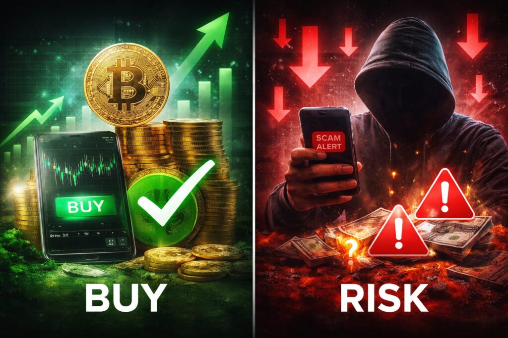 CoinDCX fraud case crypto investment risk vs scam warning showing phishing and financial loss danger