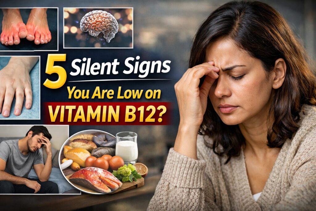 5 Warning Signs of Vitamin B12 Deficiency Most Indians Ignore — My Analysis of the Hidden Health Risk Vitamin B12 deficiency warning signs showing fatigue brain fog and numbness symptoms