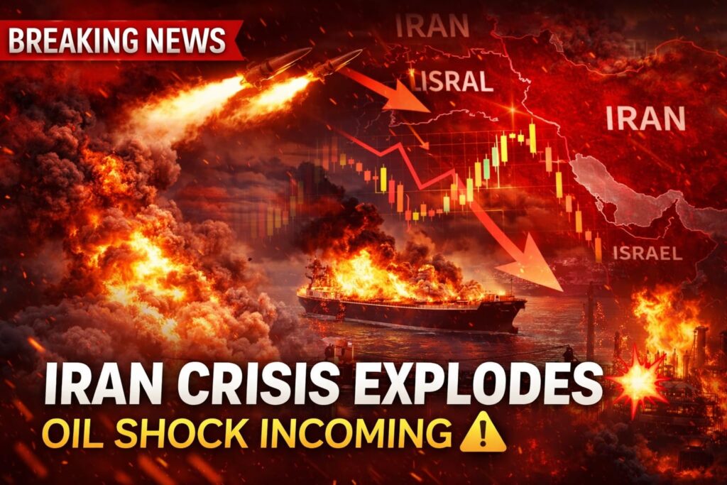 Iran Breaking News showing Middle East war escalation with oil crisis and missile attacks