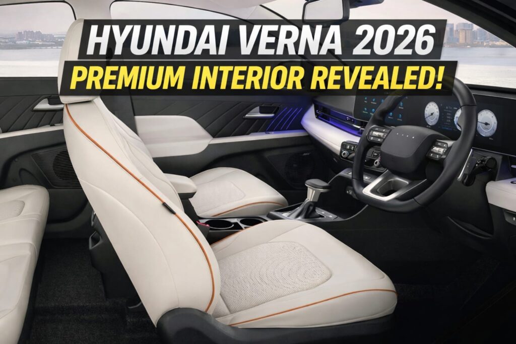 2026 Hyundai Verna Launched in India: Price, Features, Specs & What I Think Buyers Should Know Premium interior cabin of the 2026 Hyundai Verna with modern dashboard and comfortable seats.
