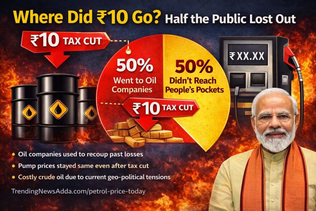 fuel price cut India ₹10 breakdown where did money go petrol users impact
