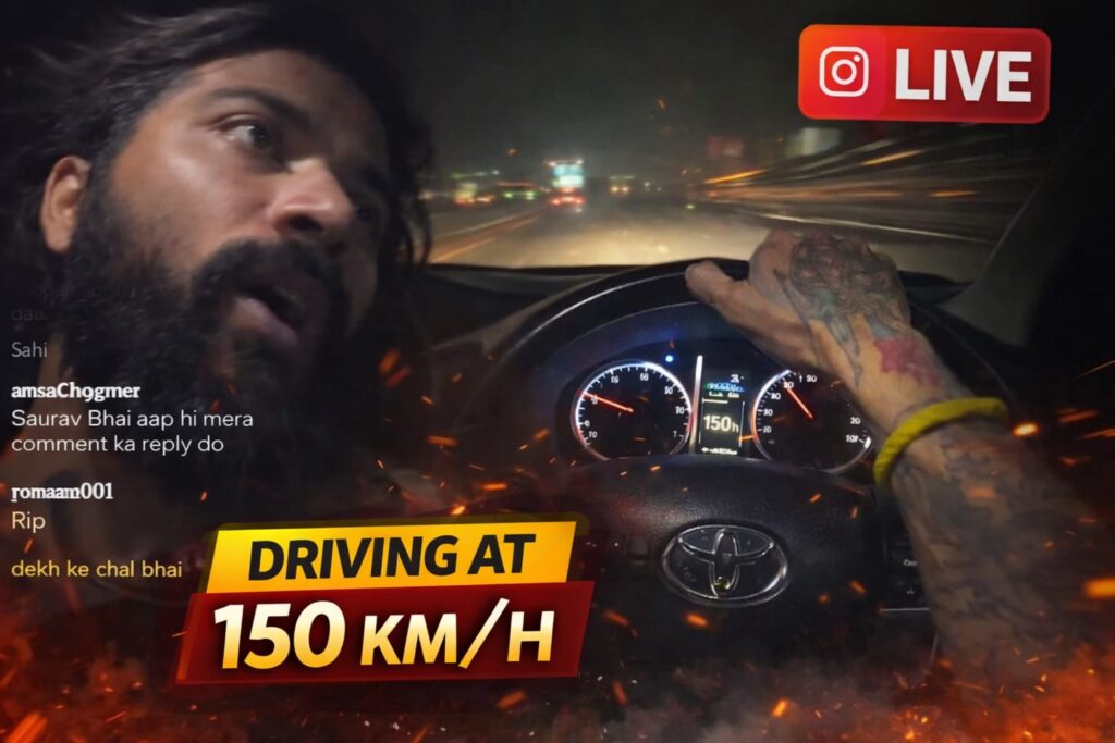 UK07 Rider Crash Instagram live driving at 150 kmh Anurag Dobhal livestream accident scene
