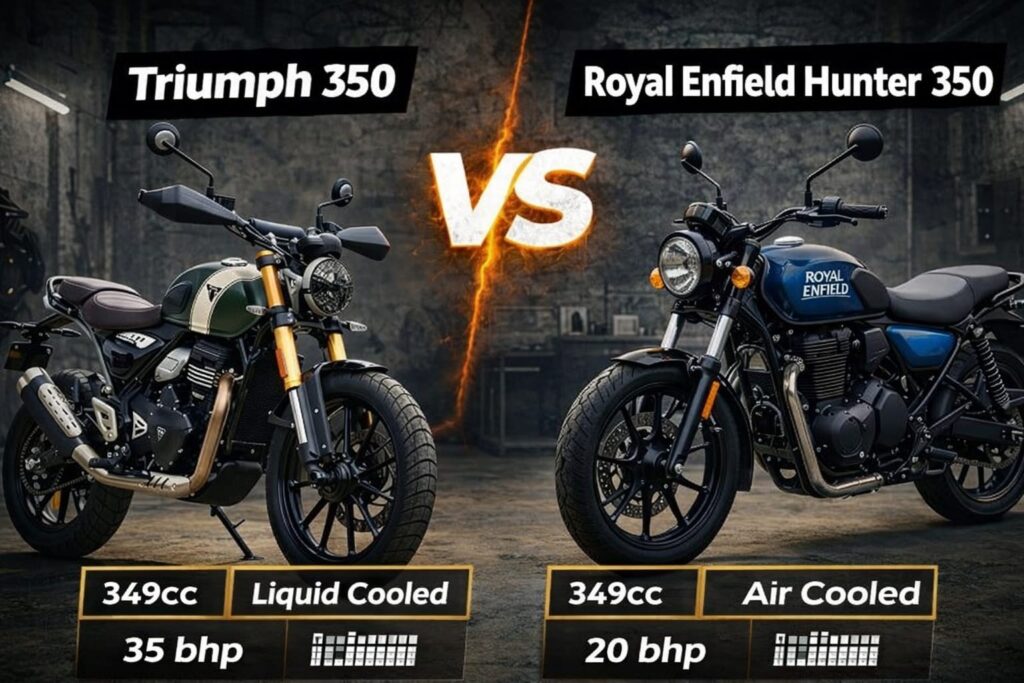 Triumph 350 vs Royal Enfield Hunter 350 specs comparison India