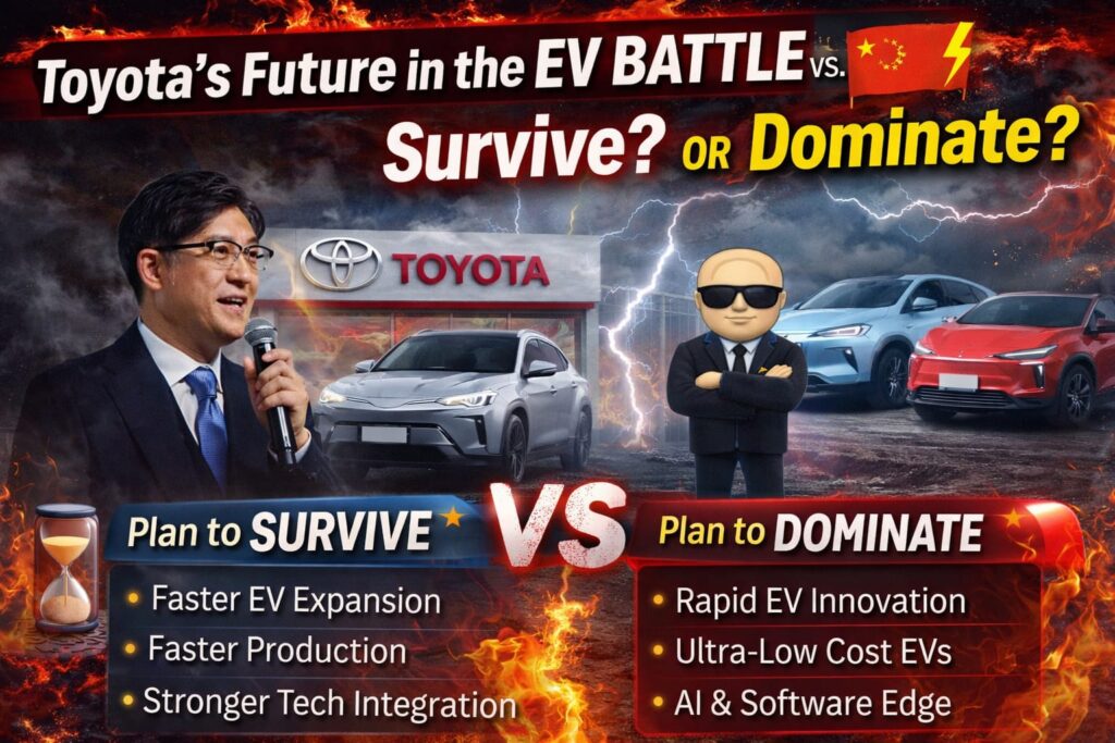 Toyota survival warning future EV battle showing Toyota vs China EV dominance scenario  