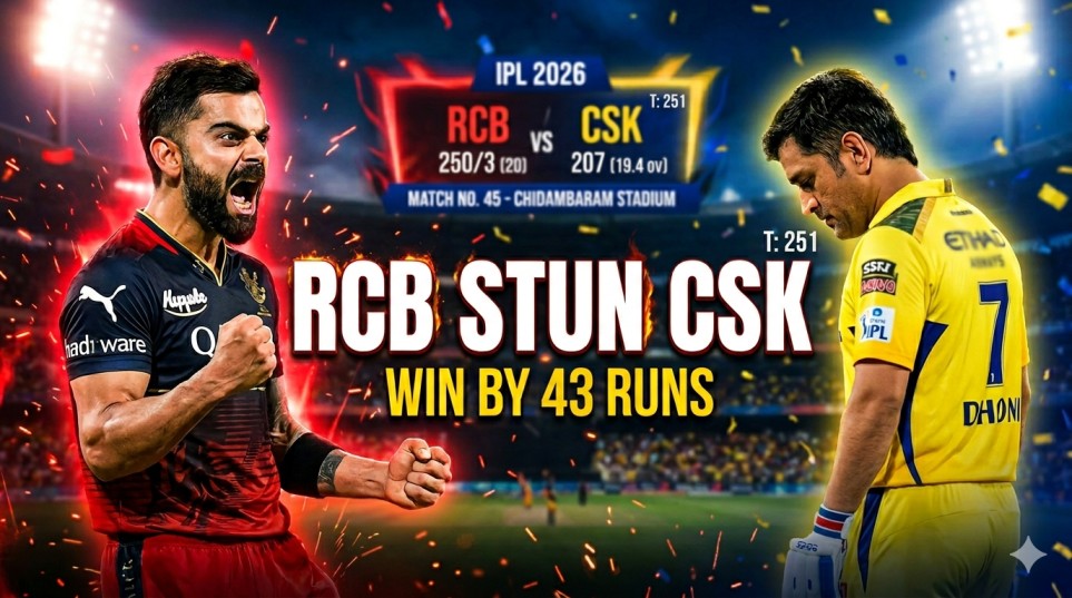 Home RCB vs CSK IPL 2026: Tim David’s Brutal 70 Powered Bengaluru’s Stunning 43-Run Win*